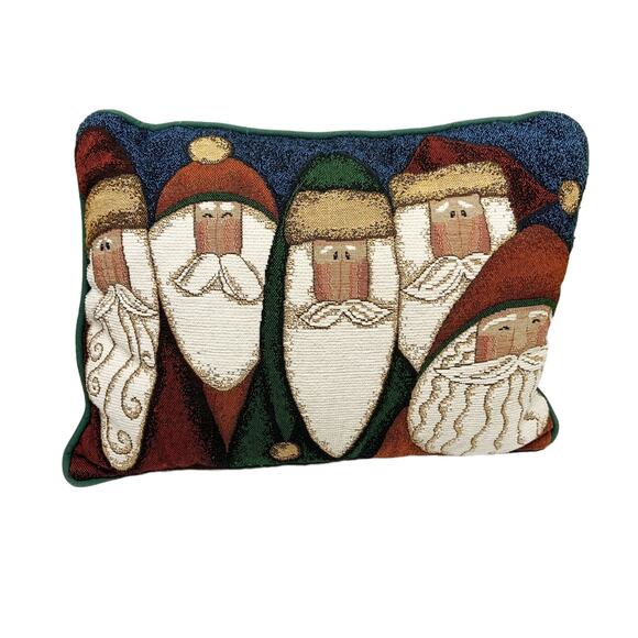 Group of Santa Clauses on Needlepoint Tapestry Pillow Fiddlestix - Picture 1 of 5